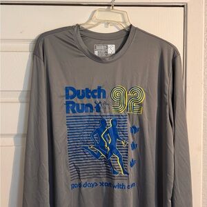 Dutch Bros Gray Long Sleeve Shirt with Blue and Yellow Design